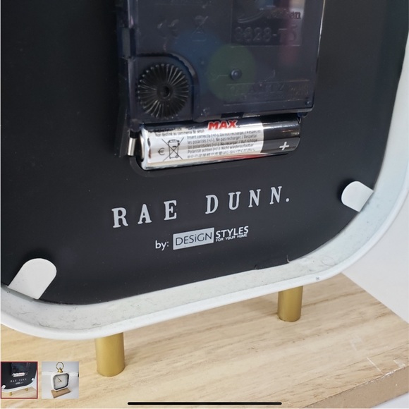 Rae Dunn Desk Clock Gold-Tone Wood Base Battery Operated - Picture 3 of 3